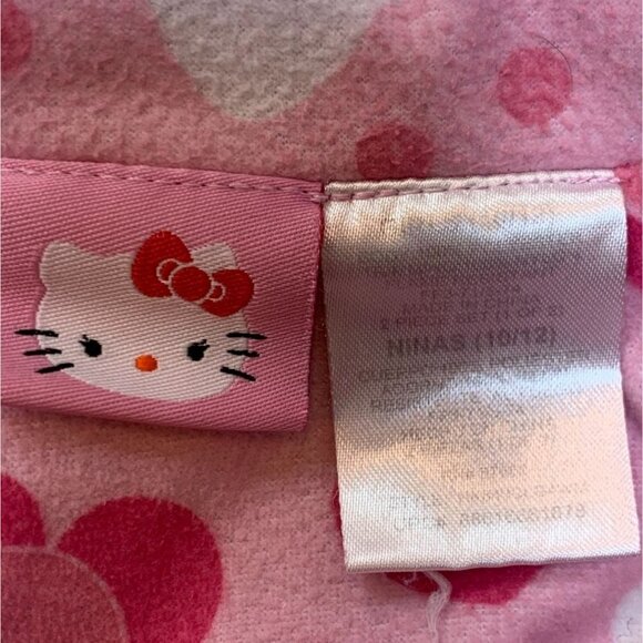 Hello Kitty Pink Flannel Shirt Girls Size 10/12 Cat Anime Hearts Print - Picture 4 of 6